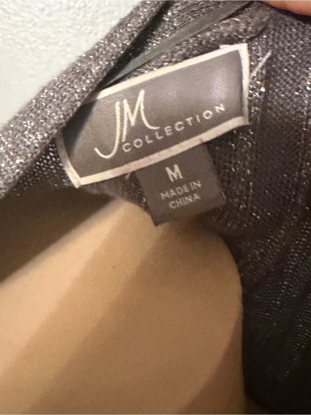JM Collection Metallic Ribbed Open-Front Cardigan - Gray - Picture 4 of 4